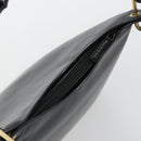 GUCCI Bamboo Shoulder Bag Leather Black Gold Auth 175213-6