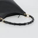 GUCCI Bamboo Shoulder Bag Leather Black Gold Auth 175213-7