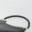 GUCCI Bamboo Shoulder Bag Leather Black Gold Auth 175213-8