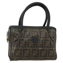 FENDI Zucca Canvas Hand Bag Black Brown Auth 175214-1