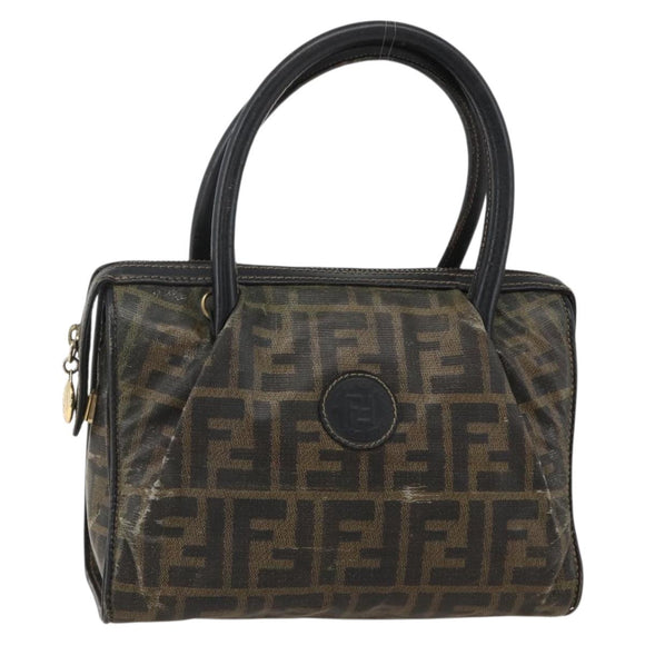 FENDI Zucca Canvas Hand Bag Black Brown Auth 175214