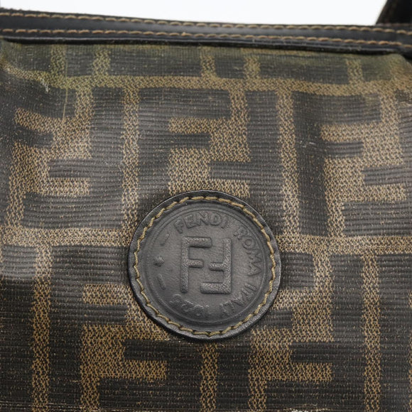 FENDI Zucca Canvas Hand Bag Black Brown Auth 175214