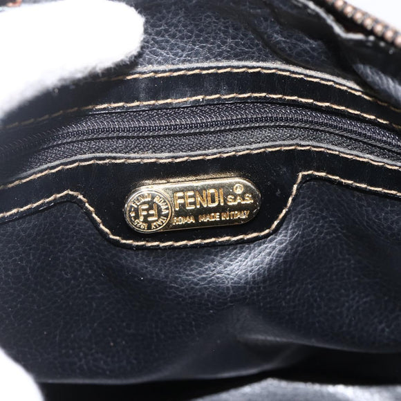 FENDI Zucca Canvas Hand Bag Black Brown Auth 175214