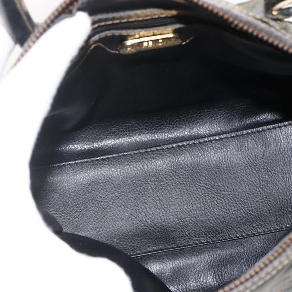 FENDI Zucca Canvas Hand Bag Black Brown Auth 175214