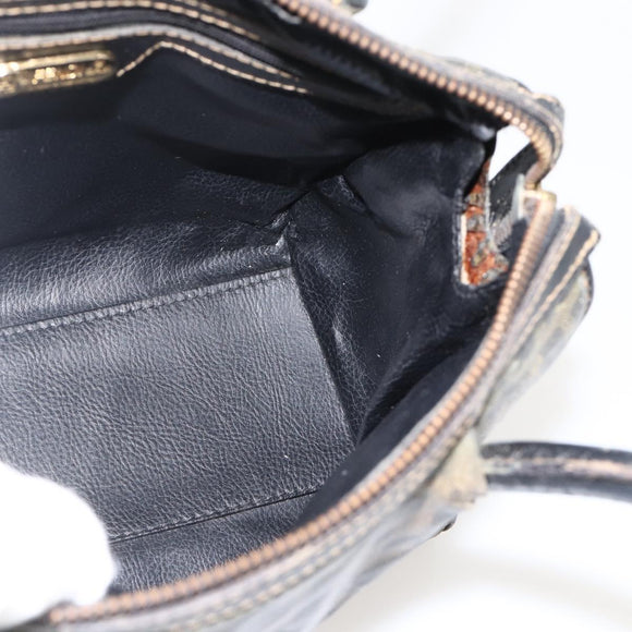 FENDI Zucca Canvas Hand Bag Black Brown Auth 175214