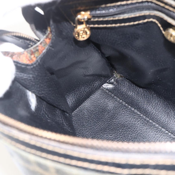 FENDI Zucca Canvas Hand Bag Black Brown Auth 175214
