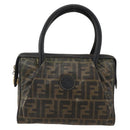 FENDI Zucca Canvas Hand Bag Black Brown Auth 175214-13