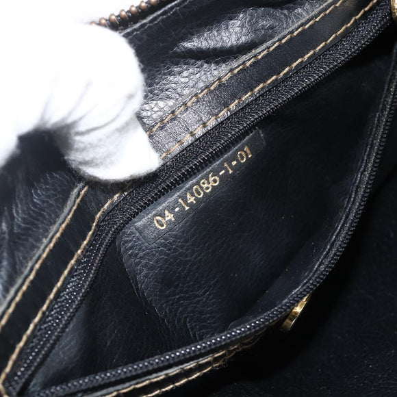 FENDI Zucca Canvas Hand Bag Black Brown Auth 175214