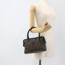 FENDI Zucca Canvas Hand Bag Black Brown Auth 175214-23