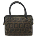 FENDI Zucca Canvas Hand Bag Black Brown Auth 175214-2
