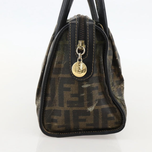 FENDI Zucca Canvas Hand Bag Black Brown Auth 175214