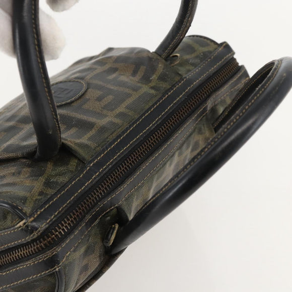FENDI Zucca Canvas Hand Bag Black Brown Auth 175214