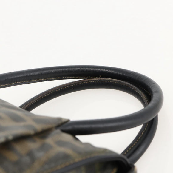 FENDI Zucca Canvas Hand Bag Black Brown Auth 175214