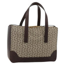 CELINE C Macadam Canvas Hand Bag Leather Beige Gold Auth 175216A-1