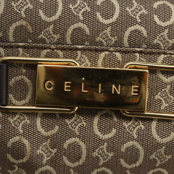 CELINE C Macadam Canvas Hand Bag Leather Beige Gold Auth 175216A