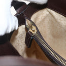 CELINE C Macadam Canvas Hand Bag Leather Beige Gold Auth 175216A-19