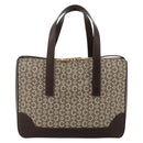CELINE C Macadam Canvas Hand Bag Leather Beige Gold Auth 175216A-2