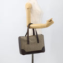 CELINE C Macadam Canvas Hand Bag Leather Beige Gold Auth 175216A-24