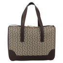 CELINE C Macadam Canvas Hand Bag Leather Beige Gold Auth 175216A-3