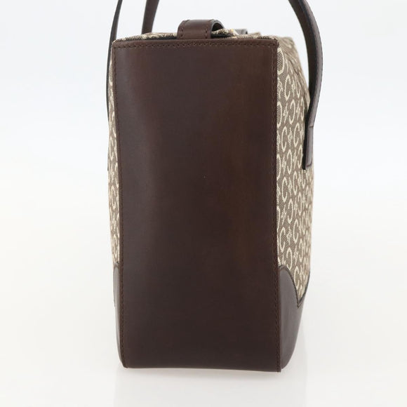 CELINE C Macadam Canvas Hand Bag Leather Beige Gold Auth 175216A