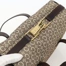 CELINE C Macadam Canvas Hand Bag Leather Beige Gold Auth 175216A-6