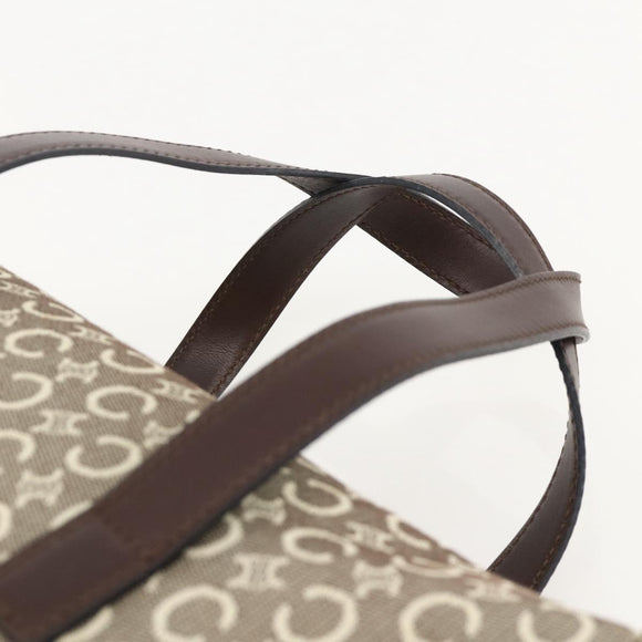 CELINE C Macadam Canvas Hand Bag Leather Beige Gold Auth 175216A