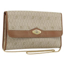 Christian Dior Honeycomb Canvas Chain Shoulder Bag PVC Beige Gold Auth 175219-1