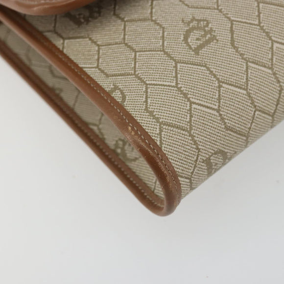 Christian Dior Honeycomb Canvas Chain Shoulder Bag PVC Beige Gold Auth 175219
