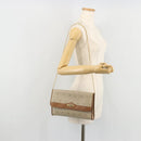 Christian Dior Honeycomb Canvas Chain Shoulder Bag PVC Beige Gold Auth 175219-22