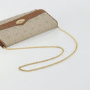 Christian Dior Honeycomb Canvas Chain Shoulder Bag PVC Beige Gold Auth 175219-7