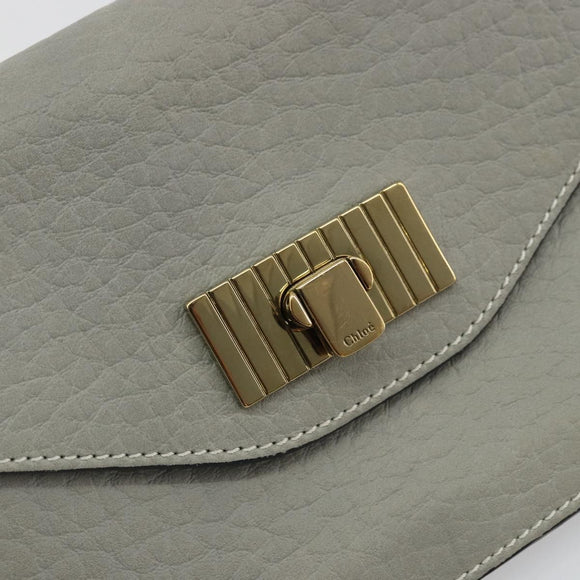 Chloe Sally Clutch Bag Leather Gray Gold Auth 175221A