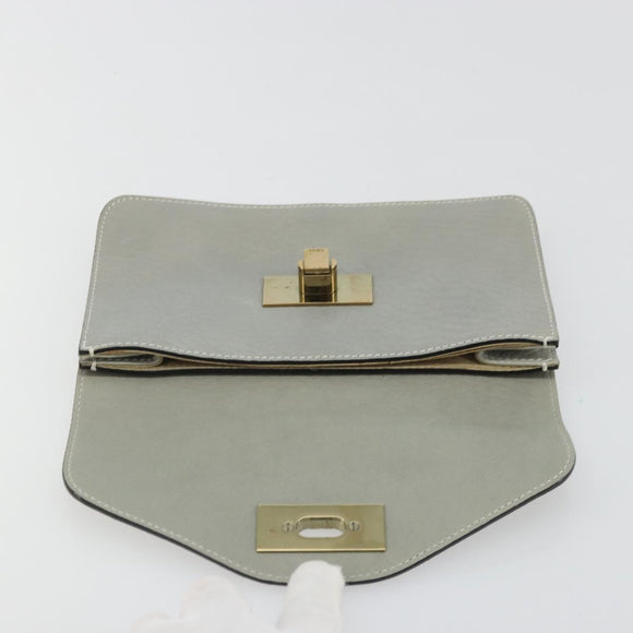 Chloe Sally Clutch Bag Leather Gray Gold Auth 175221A