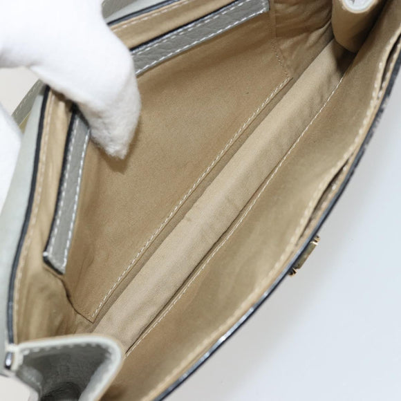 Chloe Sally Clutch Bag Leather Gray Gold Auth 175221A