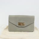 Chloe Sally Clutch Bag Leather Gray Gold Auth 175221A-21