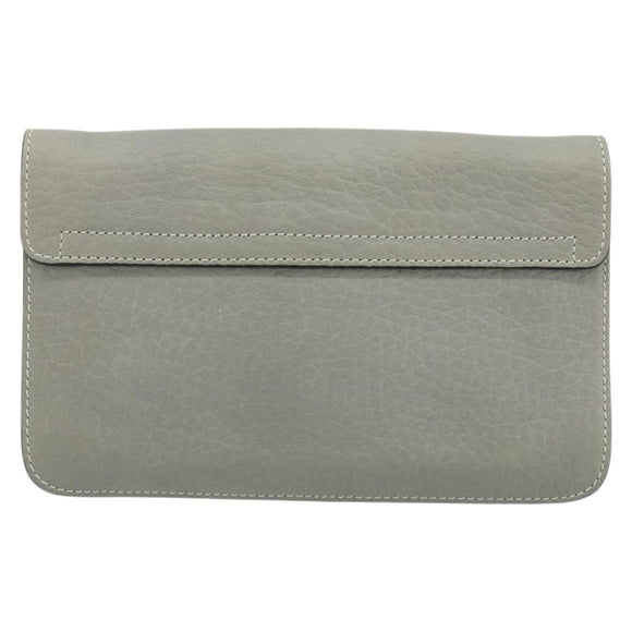Chloe Sally Clutch Bag Leather Gray Gold Auth 175221A