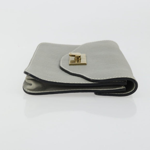 Chloe Sally Clutch Bag Leather Gray Gold Auth 175221A