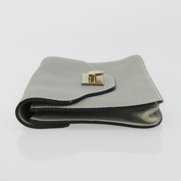 Chloe Sally Clutch Bag Leather Gray Gold Auth 175221A