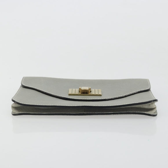 Chloe Sally Clutch Bag Leather Gray Gold Auth 175221A
