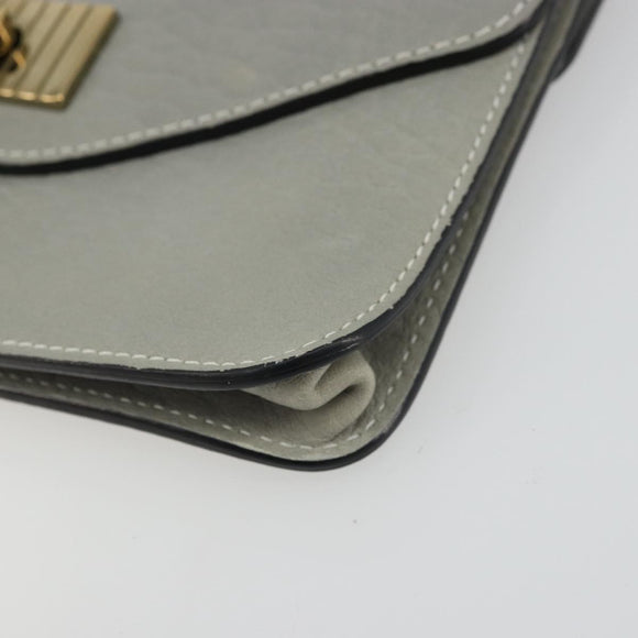 Chloe Sally Clutch Bag Leather Gray Gold Auth 175221A