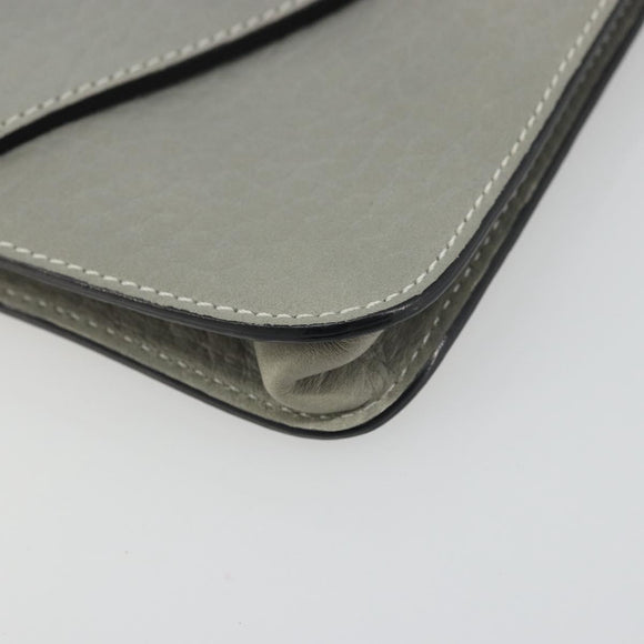 Chloe Sally Clutch Bag Leather Gray Gold Auth 175221A