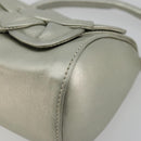 LOEWE Anagram Hand Pouch Leather Silver Auth 175225A-9