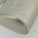 LOEWE Anagram Hand Pouch Leather Silver Auth 175225A-16