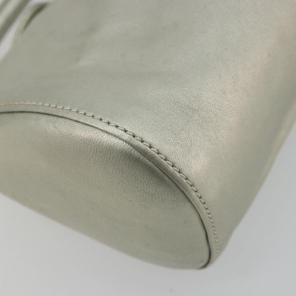 LOEWE Anagram Hand Pouch Leather Silver Auth 175225A