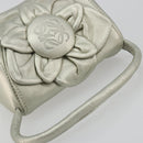 LOEWE Anagram Hand Pouch Leather Silver Auth 175225A-6