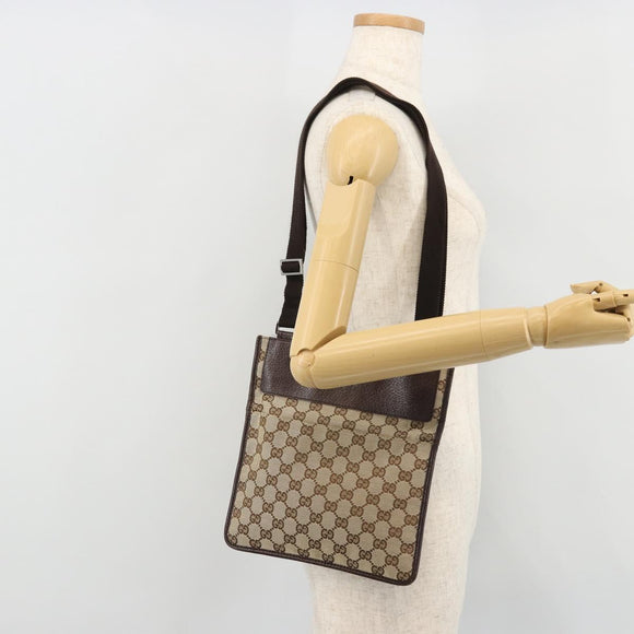 GUCCI GG Canvas Shoulder Bag Beige Silver 27639 Auth 175230A