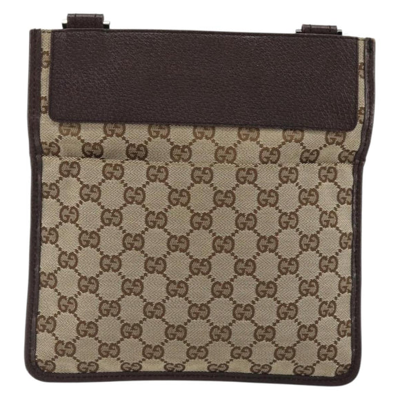 GUCCI GG Canvas Shoulder Bag Beige Silver 27639 Auth 175230A