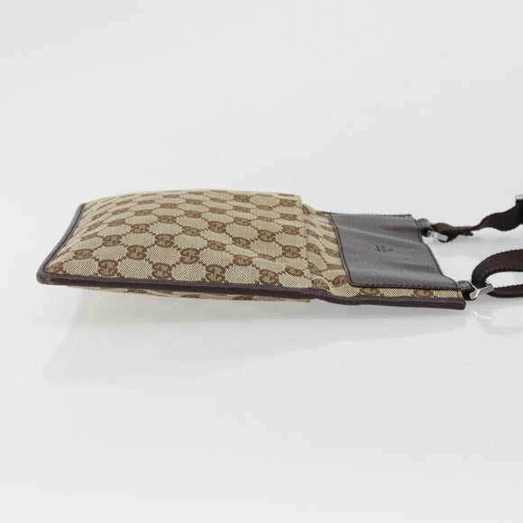 GUCCI GG Canvas Shoulder Bag Beige Silver 27639 Auth 175230A