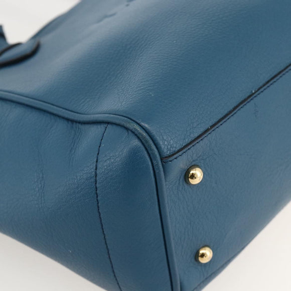 LOEWE Heritage Tote Bag Leather Gold Blue Auth 175236A