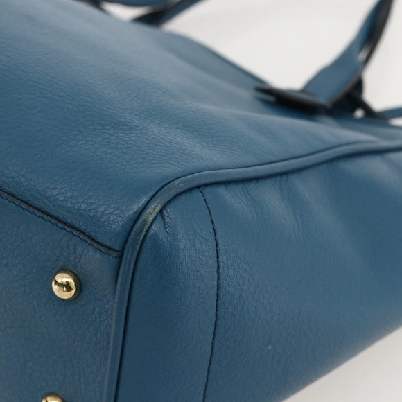 LOEWE Heritage Tote Bag Leather Gold Blue Auth 175236A