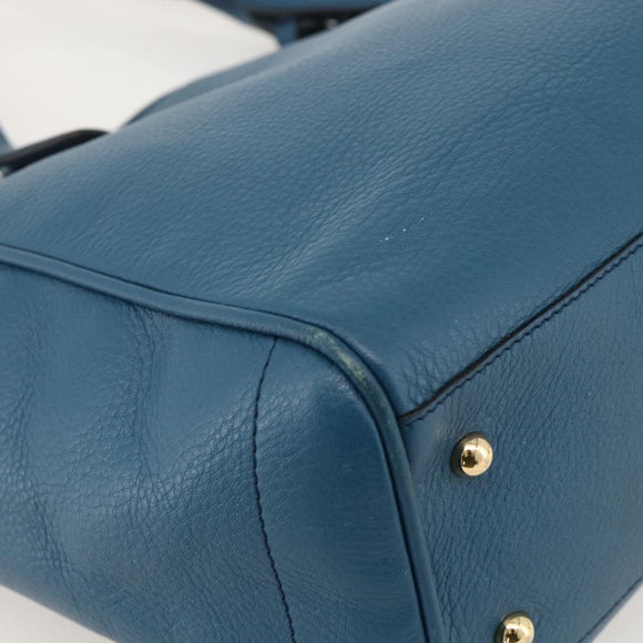LOEWE Heritage Tote Bag Leather Gold Blue Auth 175236A